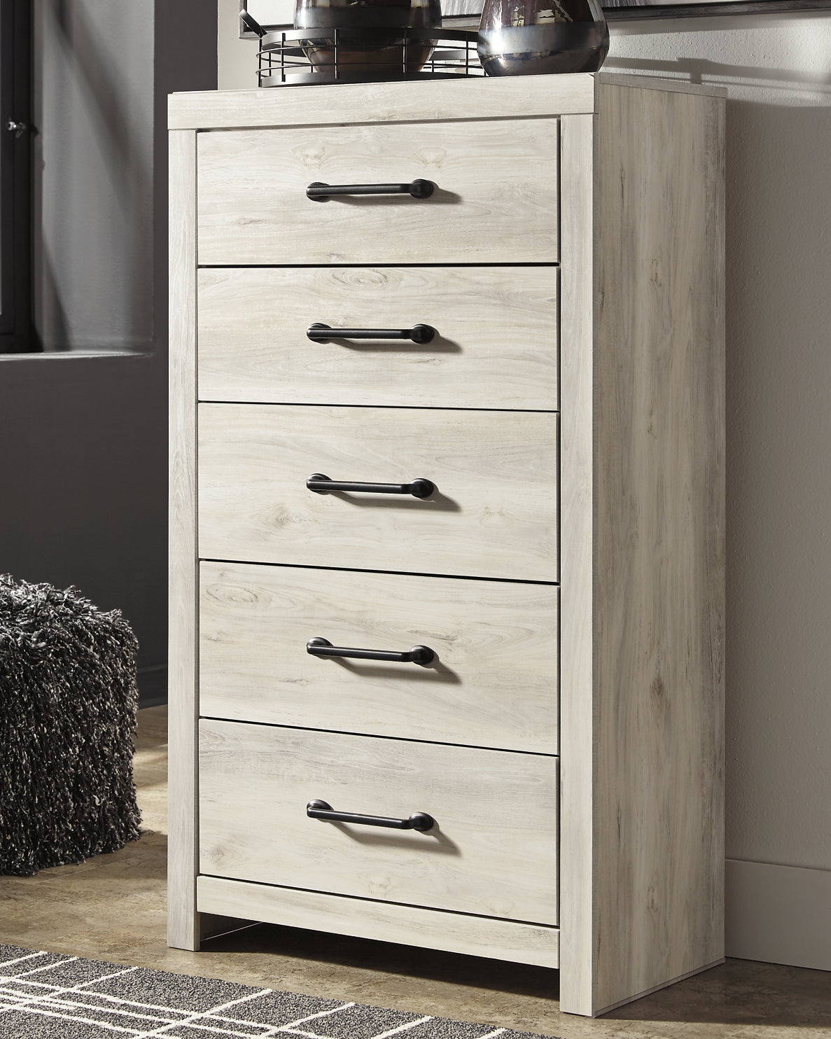 Cambeck Panel Bed With 2 Storage Drawers With Mirrored Dresser And Chest