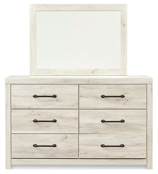 Cambeck Panel Bed With 2 Storage Drawers With Mirrored Dresser And Chest