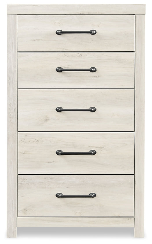 Cambeck Panel Bed With 2 Storage Drawers With Mirrored Dresser And Chest
