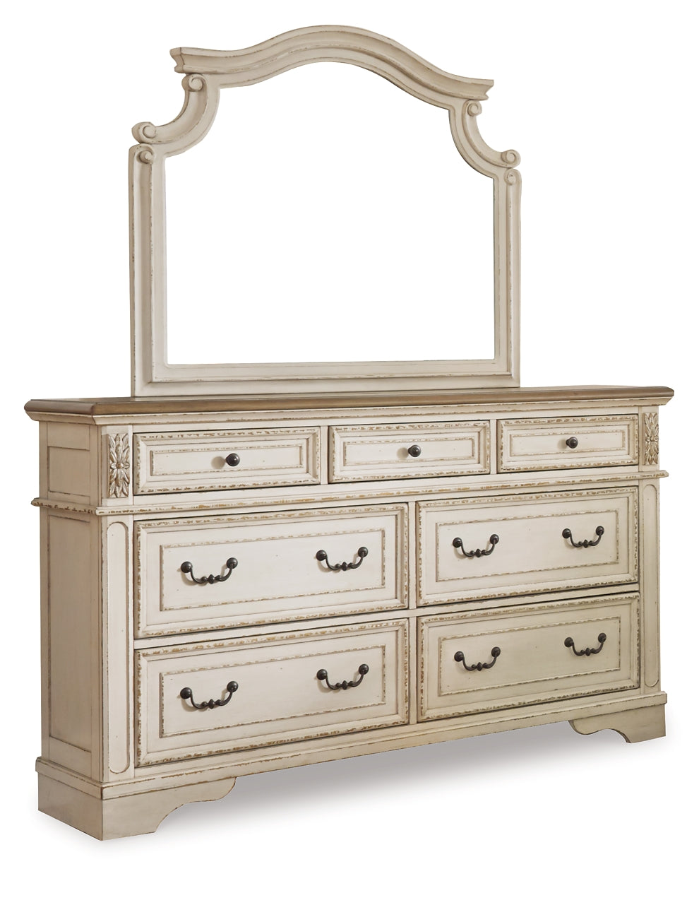 Realyn Sleigh Bed With Mirrored Dresser