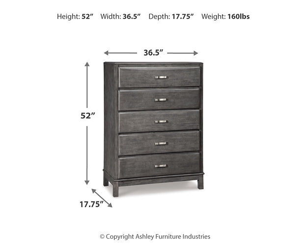 Caitbrook Storage Bed With 8 Storage Drawers With Mirrored Dresser And Chest