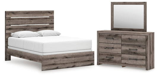 Graystorm Queen Panel Bed with Mirrored Dresser