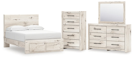 Lawroy Full Panel Storage Bed with Mirrored Dresser and Chest