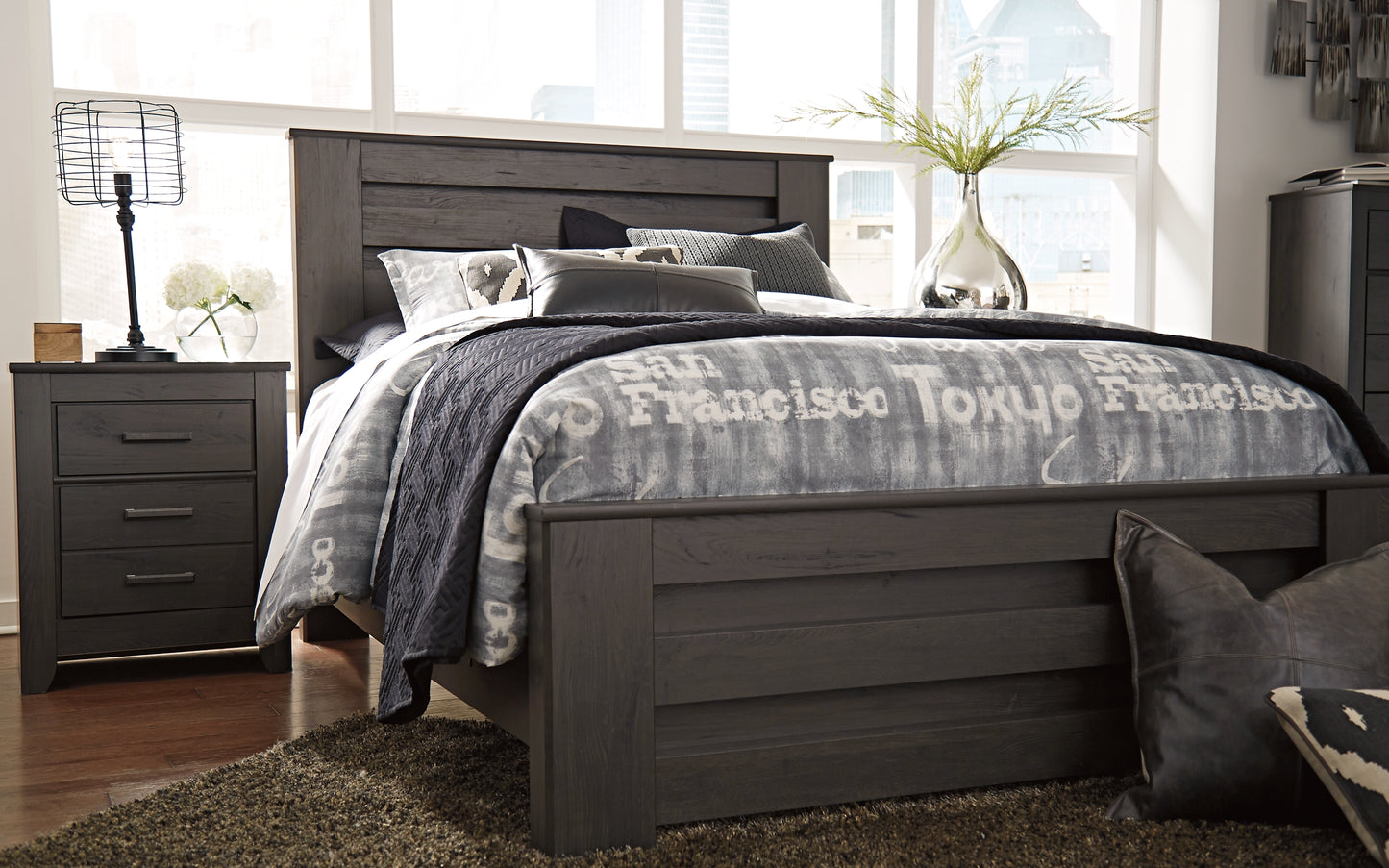 Brinxton Two Drawer Night Stand Milwaukee Furniture of Chicago - Furniture Store in Chicago Serving Humbolt Park, Roscoe Village, Avondale, & Homan Square