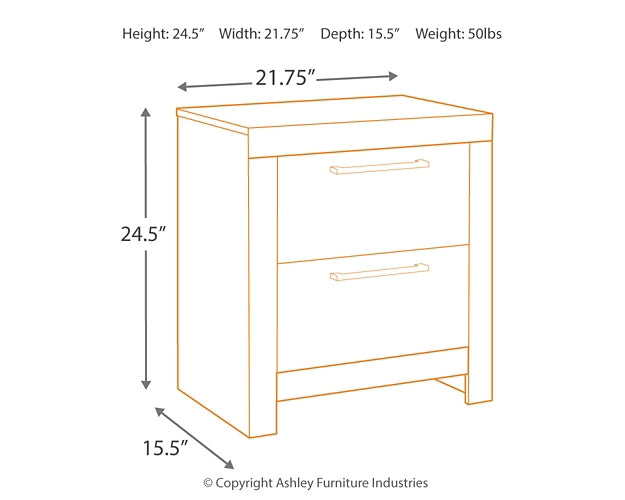 Derekson Two Drawer Night Stand Milwaukee Furniture of Chicago - Furniture Store in Chicago Serving Humbolt Park, Roscoe Village, Avondale, & Homan Square