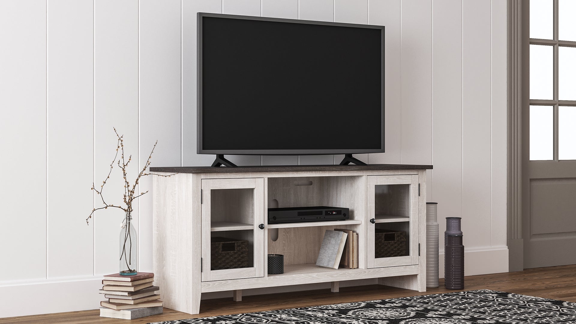 Dorrinson LG TV Stand w/Fireplace Option Milwaukee Furniture of Chicago - Furniture Store in Chicago Serving Humbolt Park, Roscoe Village, Avondale, & Homan Square