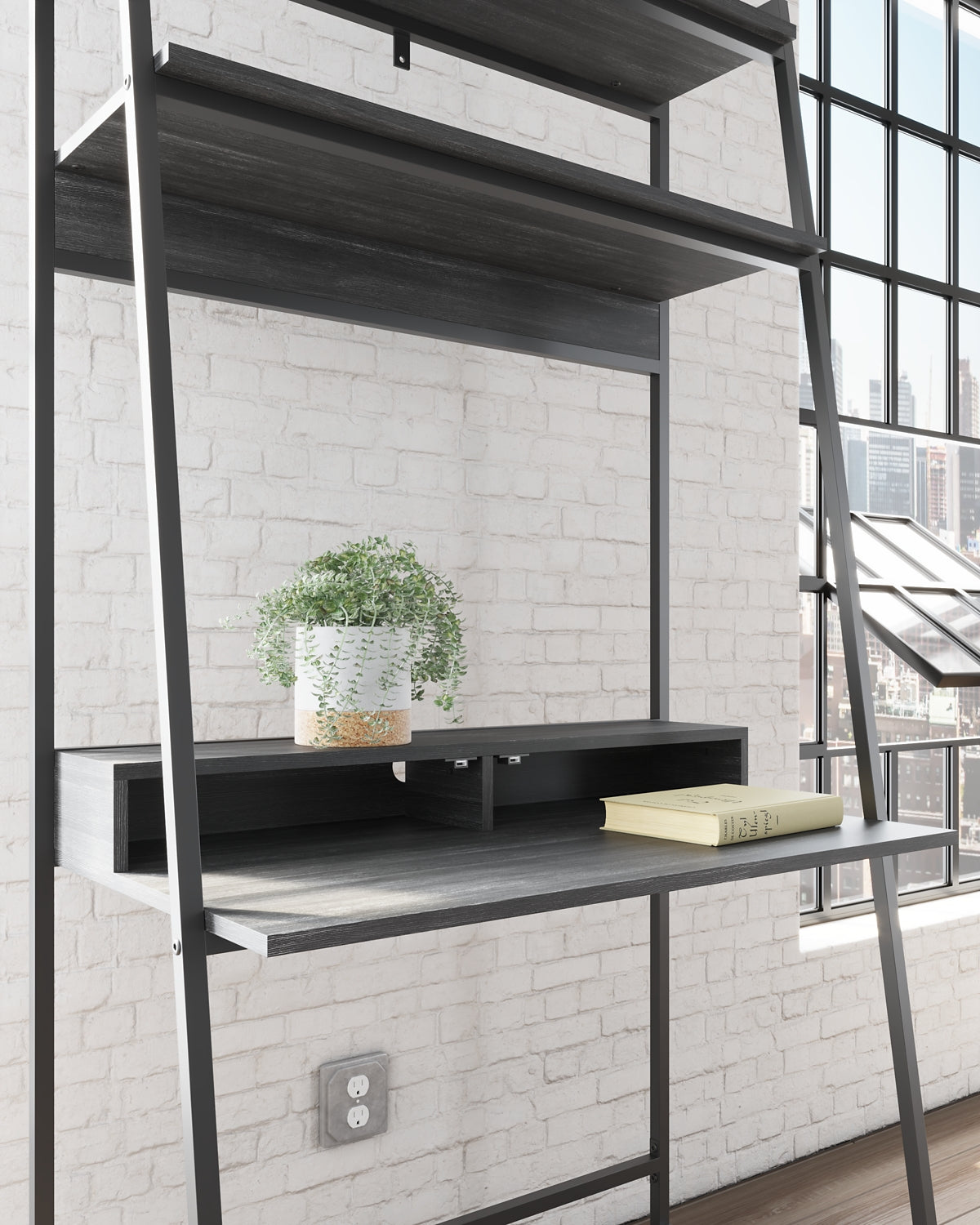 Yarlow Home Office Desk and Shelf Milwaukee Furniture of Chicago - Furniture Store in Chicago Serving Humbolt Park, Roscoe Village, Avondale, & Homan Square
