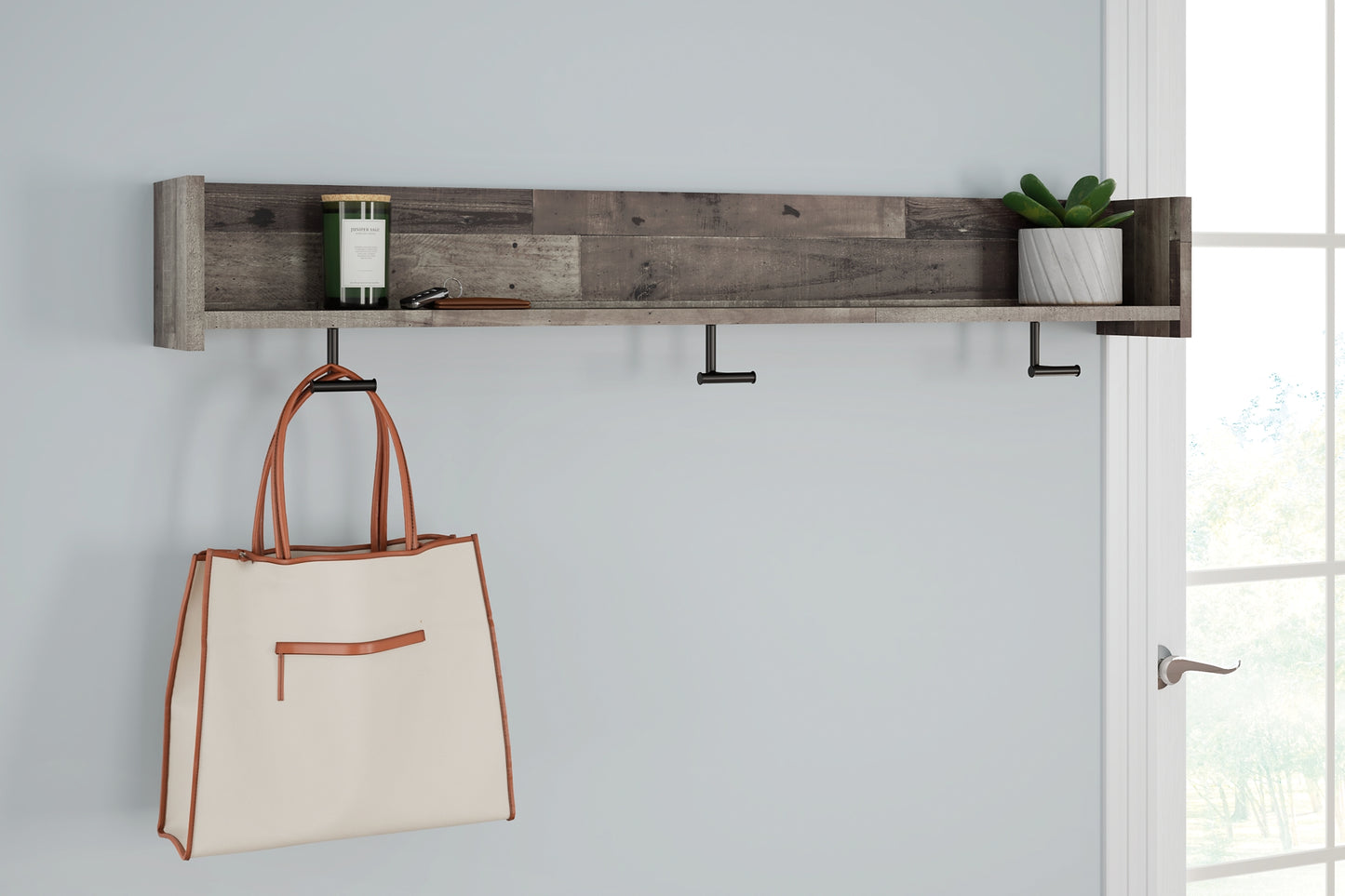 Neilsville Wall Mounted Coat Rack w/Shelf Milwaukee Furniture of Chicago - Furniture Store in Chicago Serving Humbolt Park, Roscoe Village, Avondale, & Homan Square