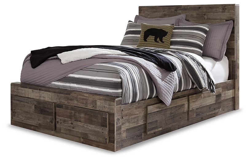 Derekson Full Panel Bed with 6 Storage Drawers with Mirrored Dresser, Chest and 2 Nightstands Milwaukee Furniture of Chicago - Furniture Store in Chicago Serving Humbolt Park, Roscoe Village, Avondale, & Homan Square