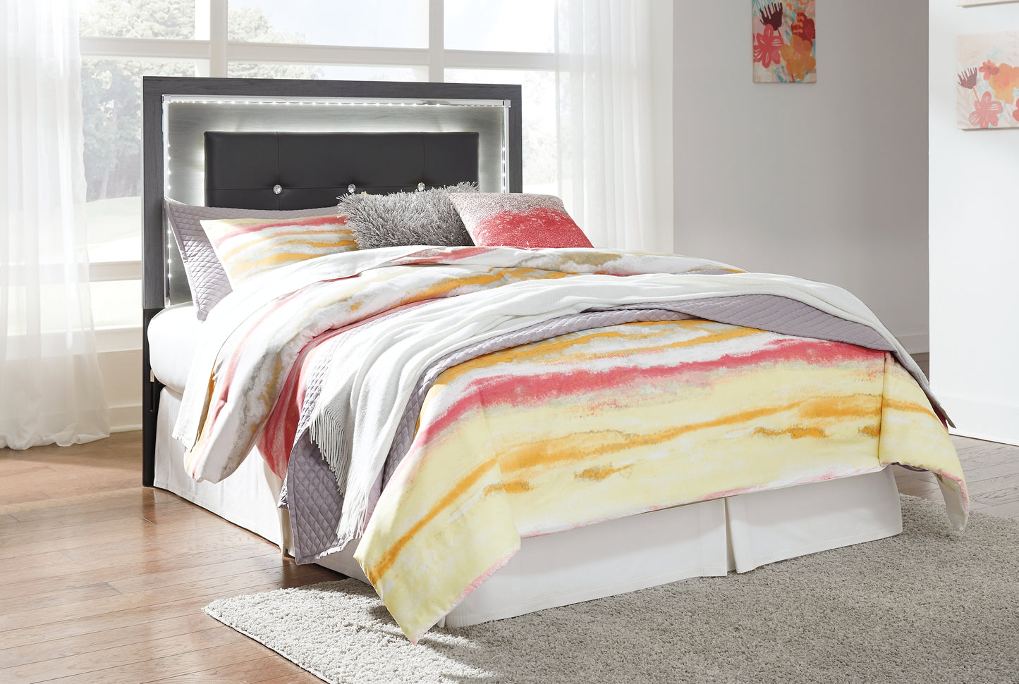 Lodanna Full Upholstered Panel Headboard with Mirrored Dresser and Chest Milwaukee Furniture of Chicago - Furniture Store in Chicago Serving Humbolt Park, Roscoe Village, Avondale, & Homan Square