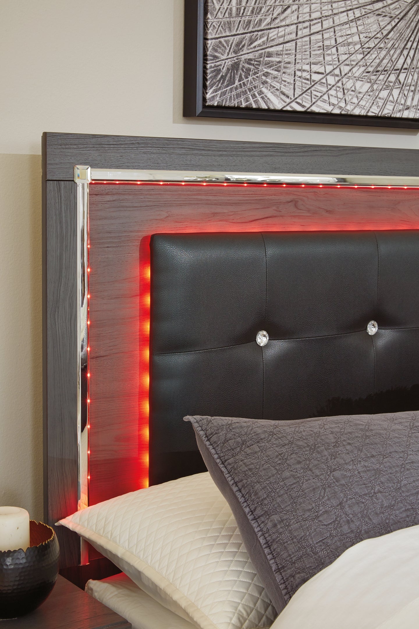 Lodanna Full Upholstered Panel Headboard with Mirrored Dresser and Chest Milwaukee Furniture of Chicago - Furniture Store in Chicago Serving Humbolt Park, Roscoe Village, Avondale, & Homan Square