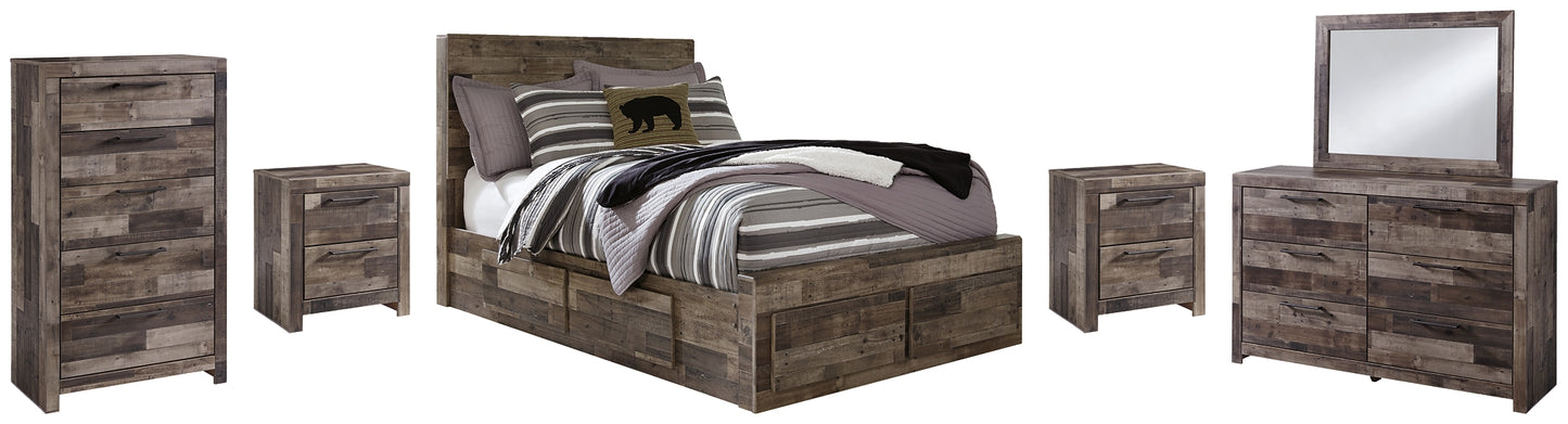 Derekson Full Panel Bed with 6 Storage Drawers with Mirrored Dresser, Chest and 2 Nightstands Milwaukee Furniture of Chicago - Furniture Store in Chicago Serving Humbolt Park, Roscoe Village, Avondale, & Homan Square