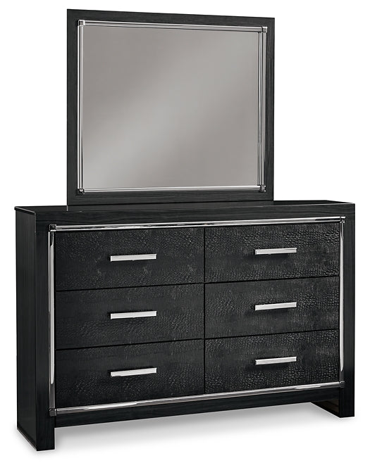 Kaydell Queen Upholstered Panel Bed with Mirrored Dresser Milwaukee Furniture of Chicago - Furniture Store in Chicago Serving Humbolt Park, Roscoe Village, Avondale, & Homan Square