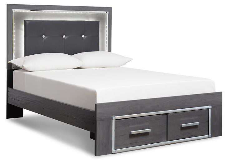 Lodanna Queen Panel Bed with 2 Storage Drawers with Mirrored Dresser, Chest and 2 Nightstands Milwaukee Furniture of Chicago - Furniture Store in Chicago Serving Humbolt Park, Roscoe Village, Avondale, & Homan Square