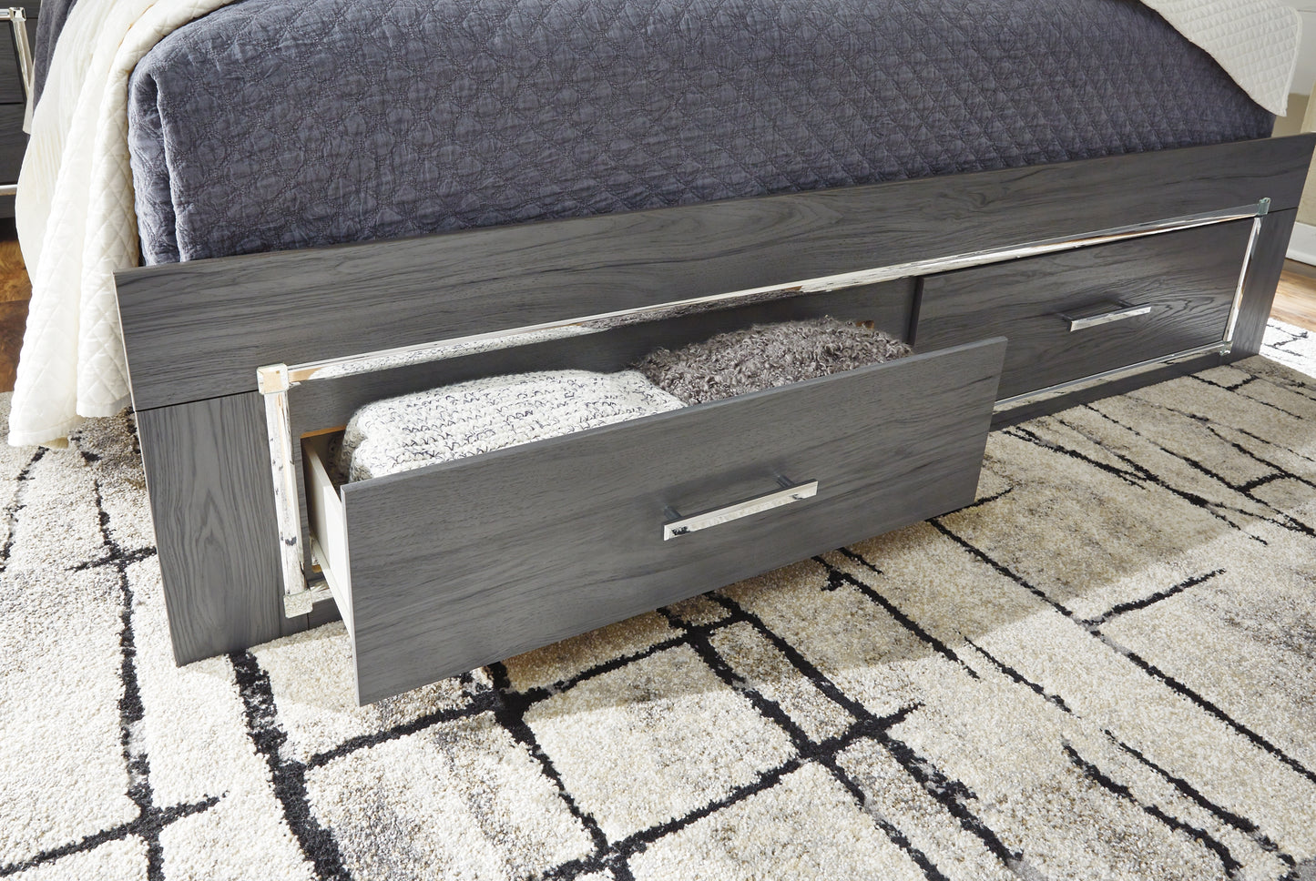 Lodanna Full Panel Bed with 2 Storage Drawers with Mirrored Dresser, Chest and Nightstand Milwaukee Furniture of Chicago - Furniture Store in Chicago Serving Humbolt Park, Roscoe Village, Avondale, & Homan Square