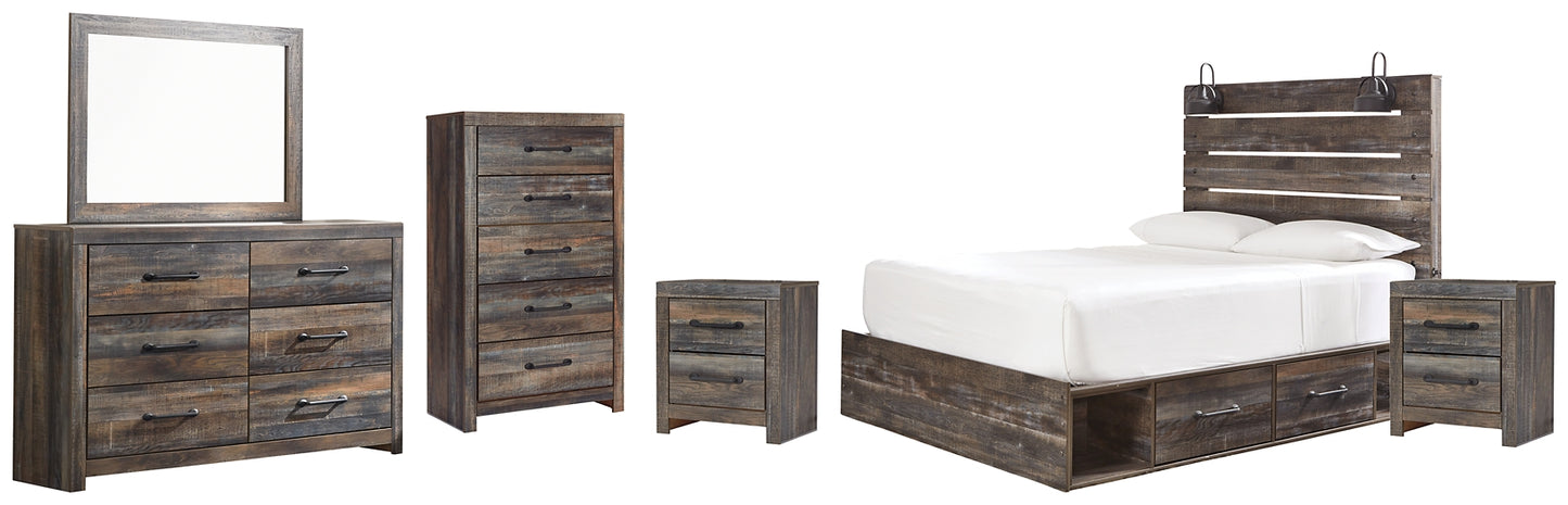 Drystan King Panel Bed with Mirrored Dresser, Chest and 2 Nightstands Milwaukee Furniture of Chicago - Furniture Store in Chicago Serving Humbolt Park, Roscoe Village, Avondale, & Homan Square