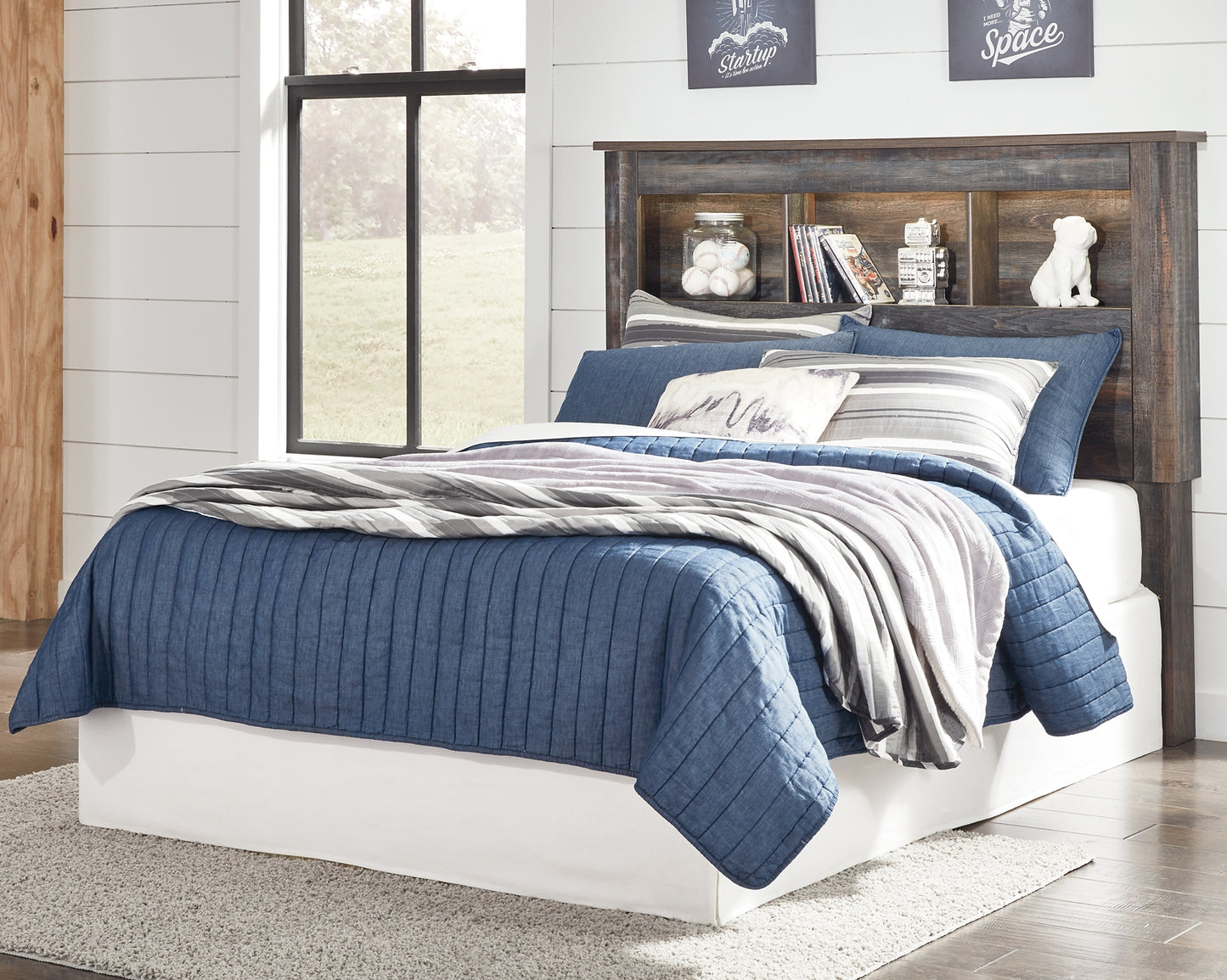 Drystan Full Bookcase Headboard with Mirrored Dresser and 2 Nightstands Milwaukee Furniture of Chicago - Furniture Store in Chicago Serving Humbolt Park, Roscoe Village, Avondale, & Homan Square