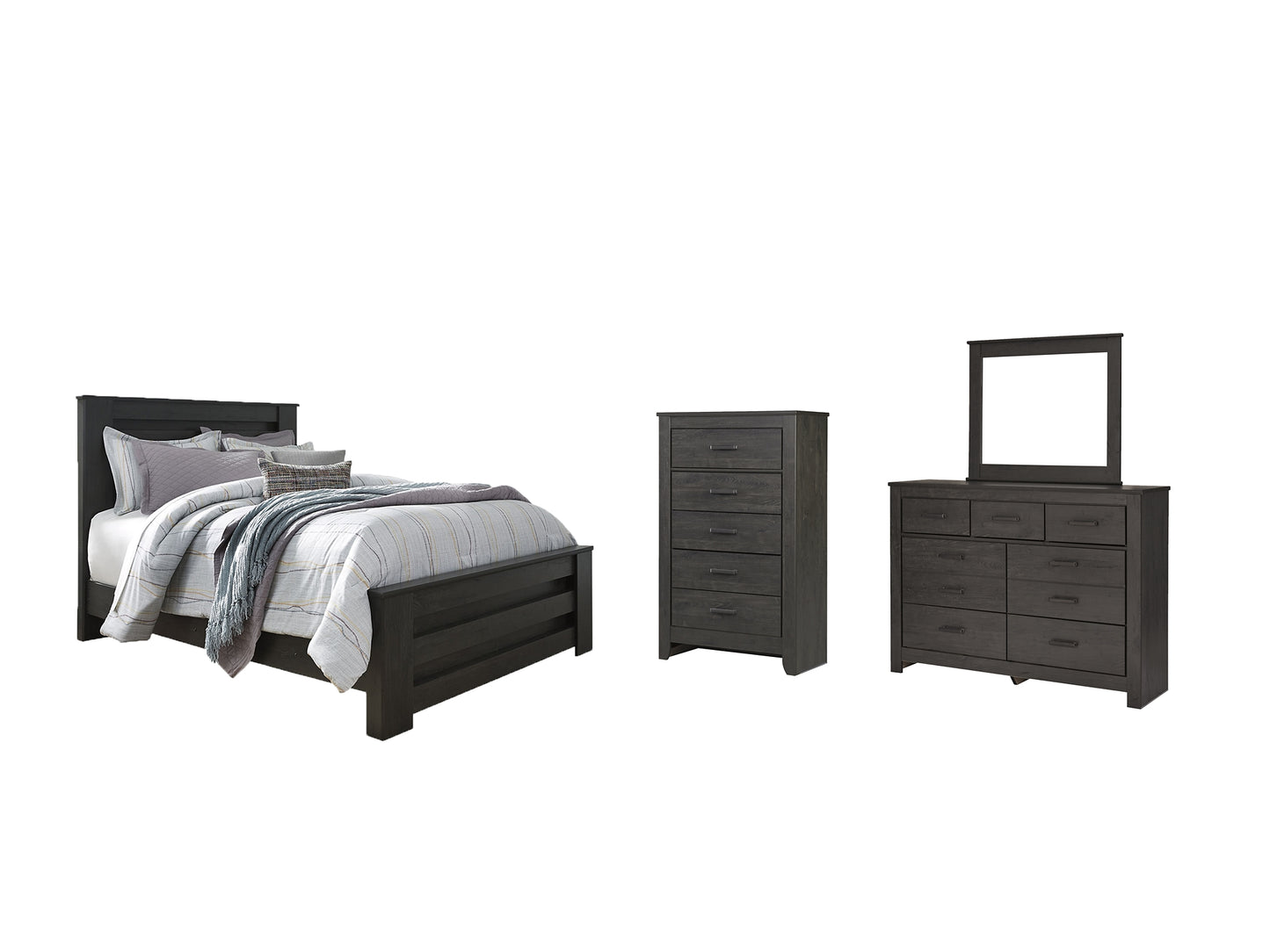 Brinxton Queen Panel Bed with Mirrored Dresser and Chest Milwaukee Furniture of Chicago - Furniture Store in Chicago Serving Humbolt Park, Roscoe Village, Avondale, & Homan Square