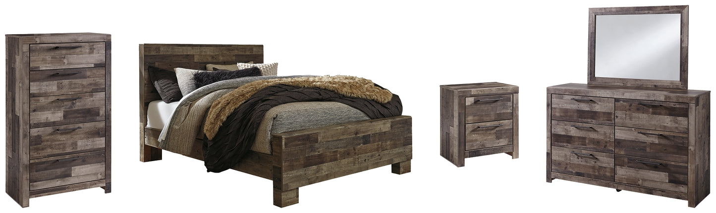 Derekson Queen Panel Bed with Mirrored Dresser, Chest and Nightstand Milwaukee Furniture of Chicago - Furniture Store in Chicago Serving Humbolt Park, Roscoe Village, Avondale, & Homan Square