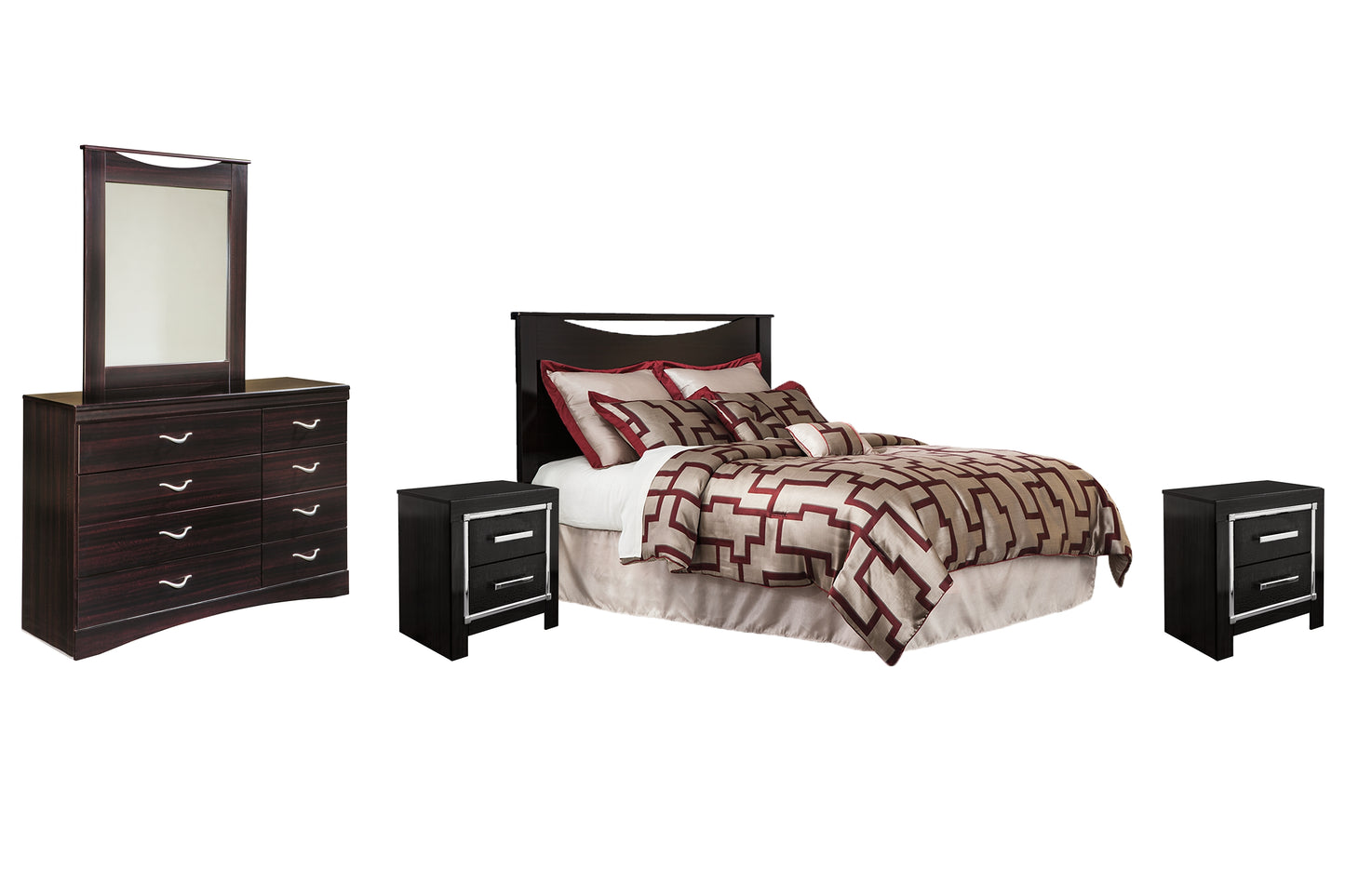 Lodanna Queen/Full Upholstered Panel Headboard with Mirrored Dresser and 2 Nightstands Milwaukee Furniture of Chicago - Furniture Store in Chicago Serving Humbolt Park, Roscoe Village, Avondale, & Homan Square