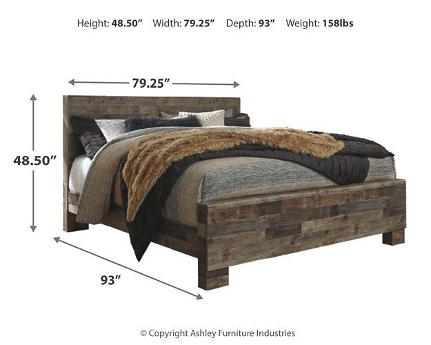 Derekson King Panel Bed with Mirrored Dresser and 2 Nightstands Milwaukee Furniture of Chicago - Furniture Store in Chicago Serving Humbolt Park, Roscoe Village, Avondale, & Homan Square