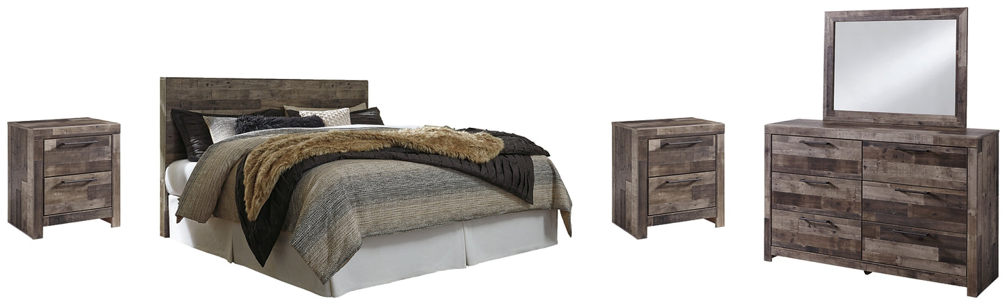 Derekson King Panel Headboard with Mirrored Dresser and 2 Nightstands Milwaukee Furniture of Chicago - Furniture Store in Chicago Serving Humbolt Park, Roscoe Village, Avondale, & Homan Square