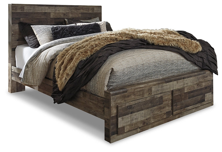 Derekson Queen Panel Bed with 2 Storage Drawers with Mirrored Dresser Milwaukee Furniture of Chicago - Furniture Store in Chicago Serving Humbolt Park, Roscoe Village, Avondale, & Homan Square