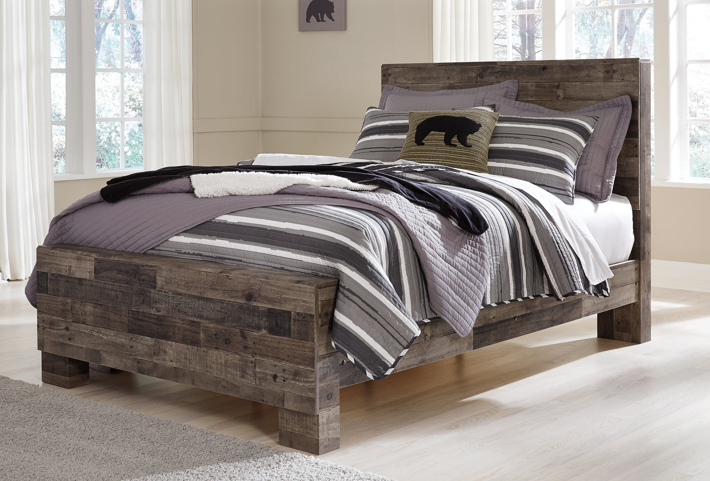 Derekson Full Panel Bed with Mirrored Dresser Milwaukee Furniture of Chicago - Furniture Store in Chicago Serving Humbolt Park, Roscoe Village, Avondale, & Homan Square