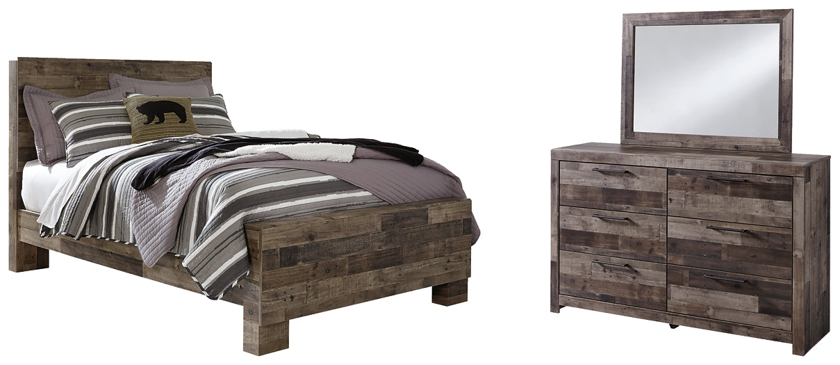 Derekson Full Panel Bed with Mirrored Dresser Milwaukee Furniture of Chicago - Furniture Store in Chicago Serving Humbolt Park, Roscoe Village, Avondale, & Homan Square