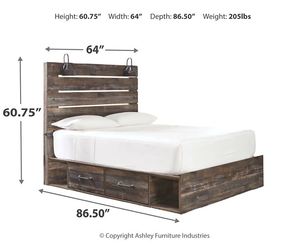 Drystan Queen Panel Bed with 2 Storage Drawers with Mirrored Dresser Milwaukee Furniture of Chicago - Furniture Store in Chicago Serving Humbolt Park, Roscoe Village, Avondale, & Homan Square