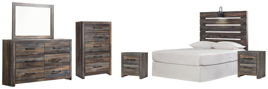 Drystan Full Panel Headboard with Mirrored Dresser, Chest and 2 Nightstands Milwaukee Furniture of Chicago - Furniture Store in Chicago Serving Humbolt Park, Roscoe Village, Avondale, & Homan Square