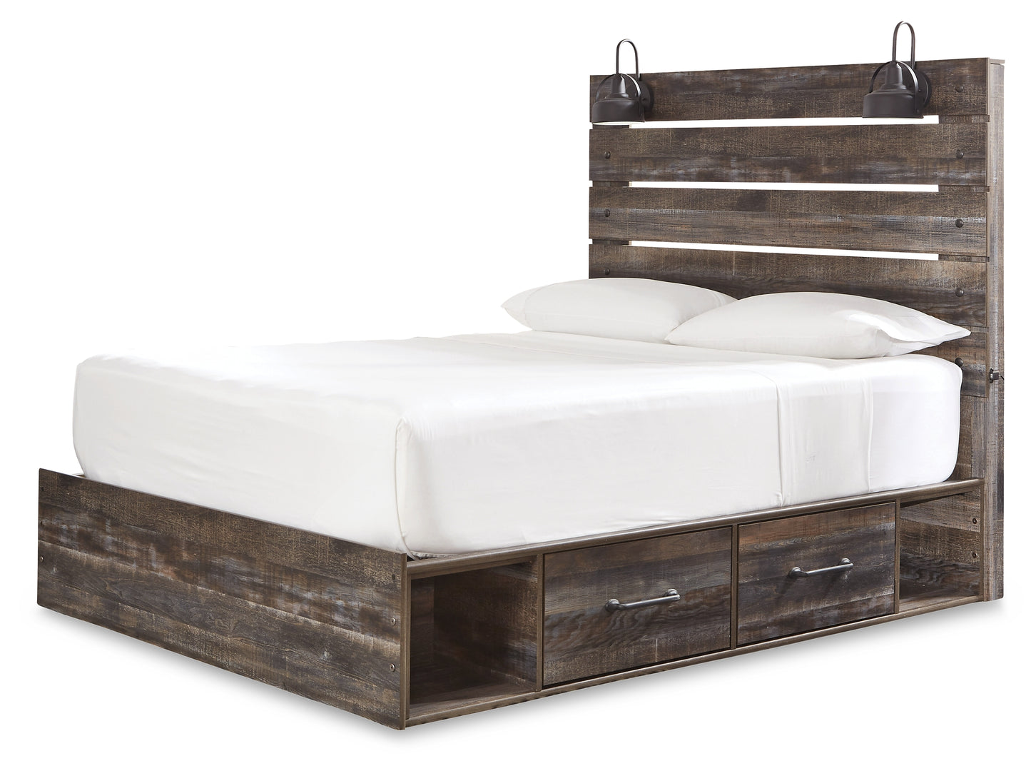 Drystan Queen Panel Bed with 4 Storage Drawers with Mirrored Dresser Milwaukee Furniture of Chicago - Furniture Store in Chicago Serving Humbolt Park, Roscoe Village, Avondale, & Homan Square