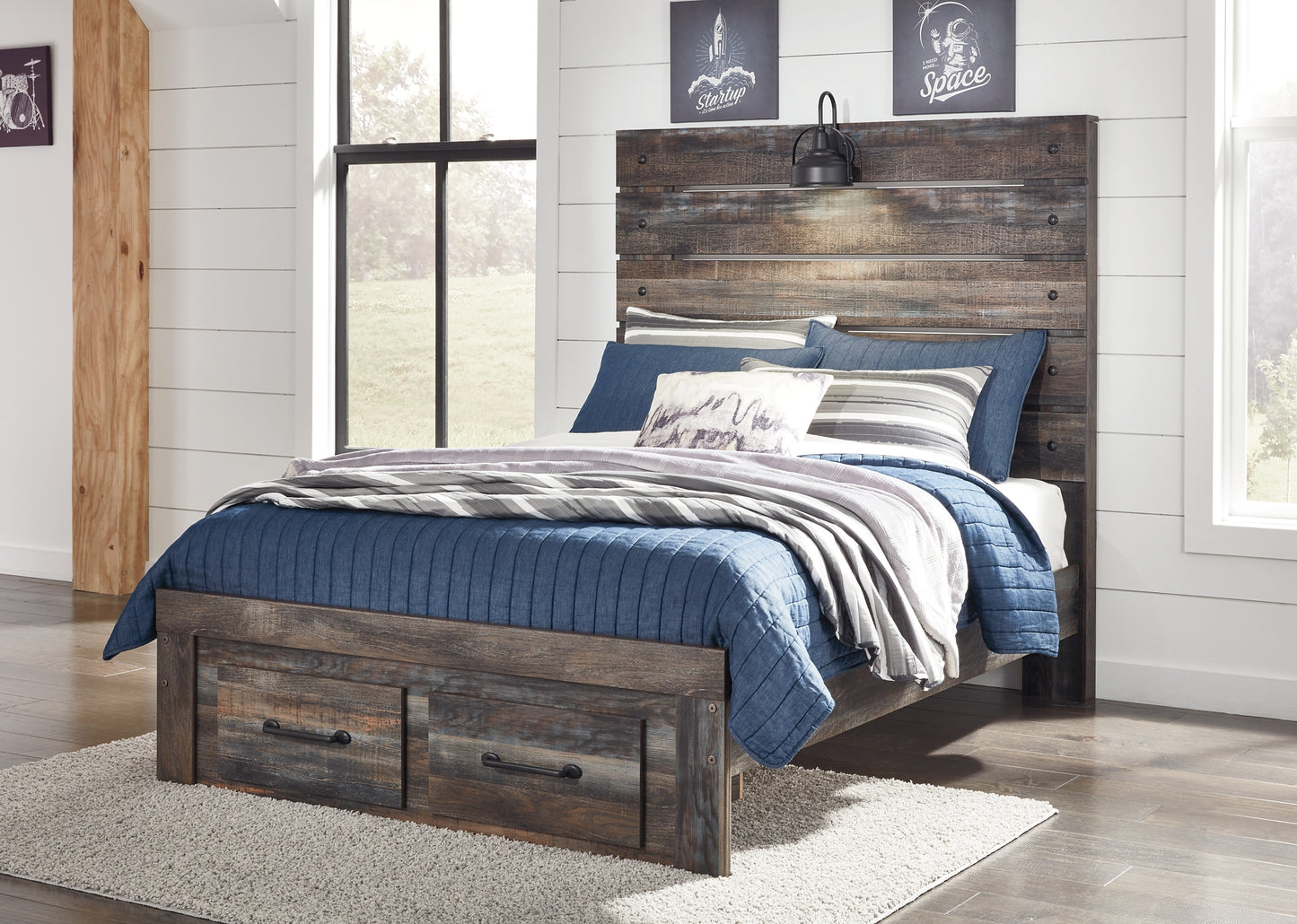 Drystan Full Panel Headboard with Mirrored Dresser Milwaukee Furniture of Chicago - Furniture Store in Chicago Serving Humbolt Park, Roscoe Village, Avondale, & Homan Square