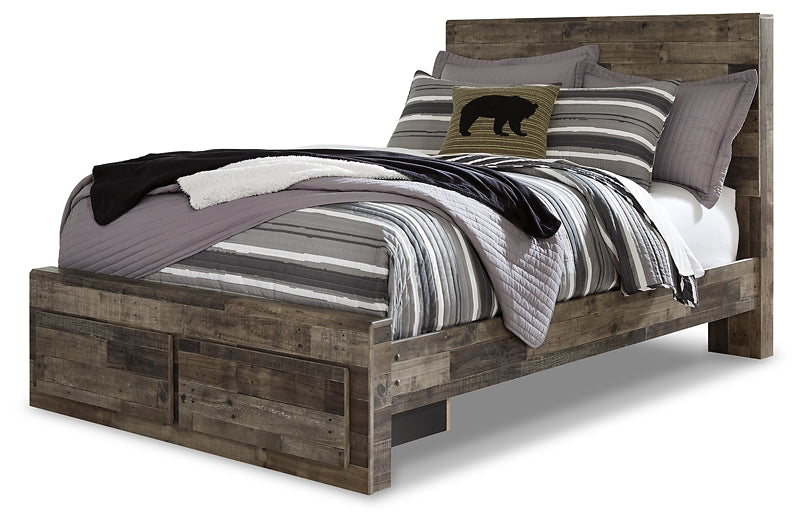 Derekson Full Panel Bed with 2 Storage Drawers with Mirrored Dresser and 2 Nightstands Milwaukee Furniture of Chicago - Furniture Store in Chicago Serving Humbolt Park, Roscoe Village, Avondale, & Homan Square