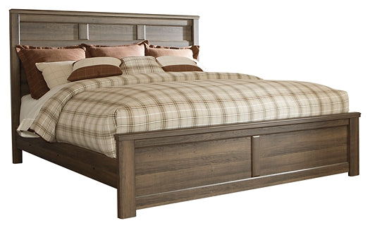 Juararo California King Panel Bed with Mirrored Dresser and 2 Nightstands Milwaukee Furniture of Chicago - Furniture Store in Chicago Serving Humbolt Park, Roscoe Village, Avondale, & Homan Square