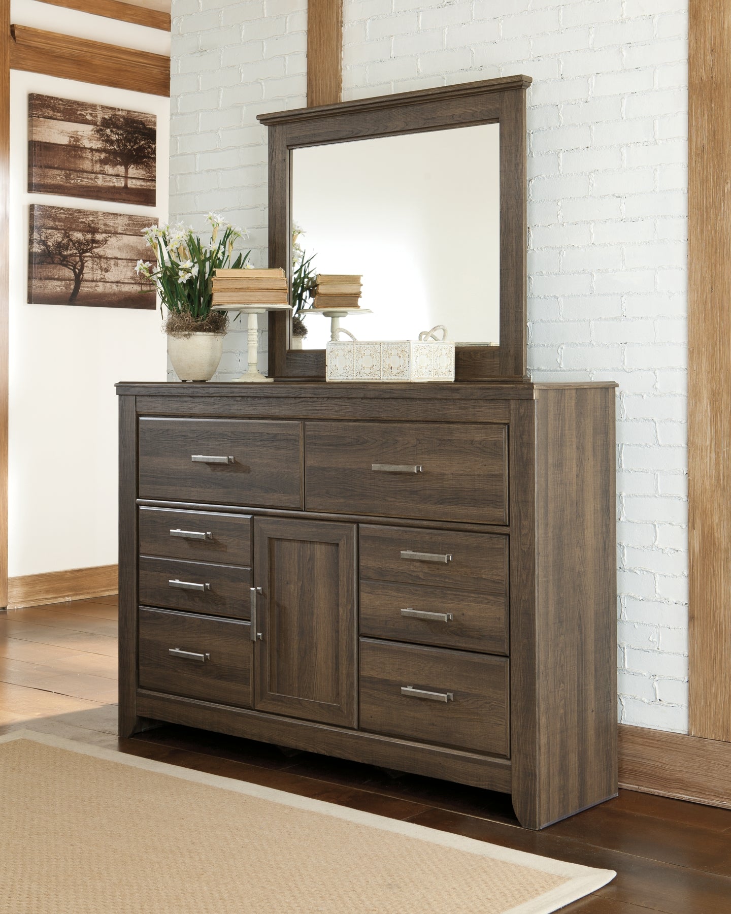Juararo Queen Poster Bed with Mirrored Dresser and Chest Milwaukee Furniture of Chicago - Furniture Store in Chicago Serving Humbolt Park, Roscoe Village, Avondale, & Homan Square