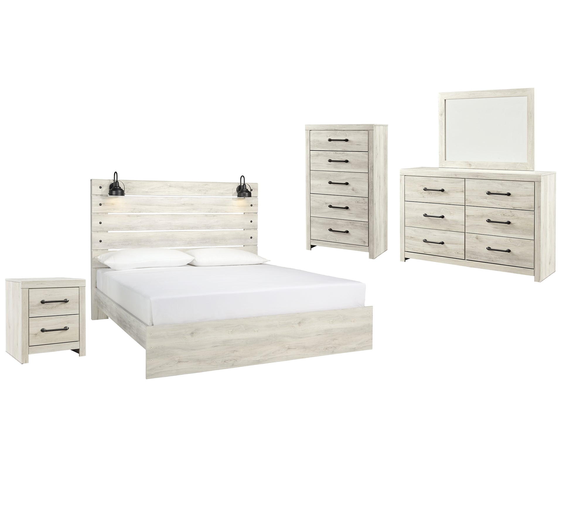 Cambeck Queen Panel Bed with Mirrored Dresser, Chest and Nightstand Milwaukee Furniture of Chicago - Furniture Store in Chicago Serving Humbolt Park, Roscoe Village, Avondale, & Homan Square