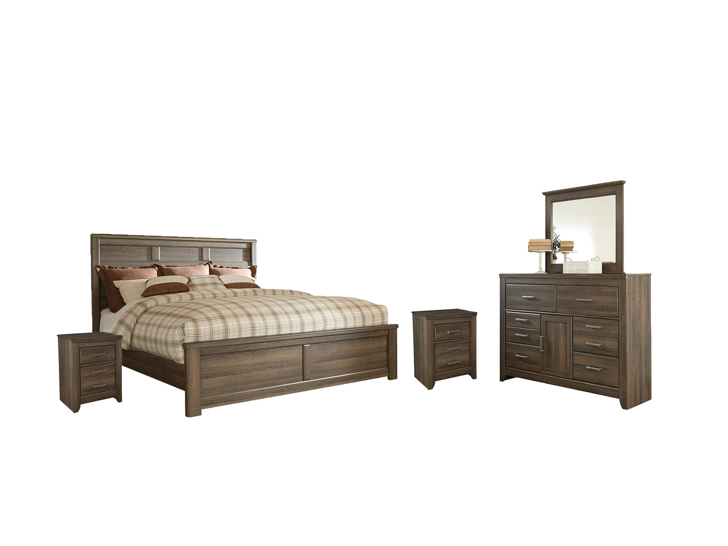 Juararo Queen Panel Bed with Mirrored Dresser and 2 Nightstands Milwaukee Furniture of Chicago - Furniture Store in Chicago Serving Humbolt Park, Roscoe Village, Avondale, & Homan Square