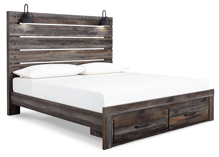 Drystan Queen Panel Bed with 2 Storage Drawers with Mirrored Dresser, Chest and Nightstand Milwaukee Furniture of Chicago - Furniture Store in Chicago Serving Humbolt Park, Roscoe Village, Avondale, & Homan Square
