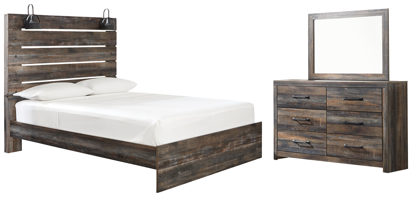 Drystan Queen Panel Bed with Mirrored Dresser Milwaukee Furniture of Chicago - Furniture Store in Chicago Serving Humbolt Park, Roscoe Village, Avondale, & Homan Square