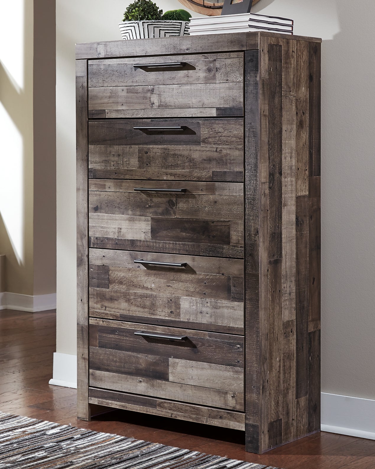 Derekson King Panel Bed with 6 Storage Drawers with Mirrored Dresser and Chest Milwaukee Furniture of Chicago - Furniture Store in Chicago Serving Humbolt Park, Roscoe Village, Avondale, & Homan Square
