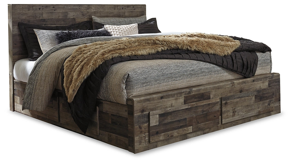 Derekson King Panel Bed with 6 Storage Drawers with Mirrored Dresser and Chest Milwaukee Furniture of Chicago - Furniture Store in Chicago Serving Humbolt Park, Roscoe Village, Avondale, & Homan Square