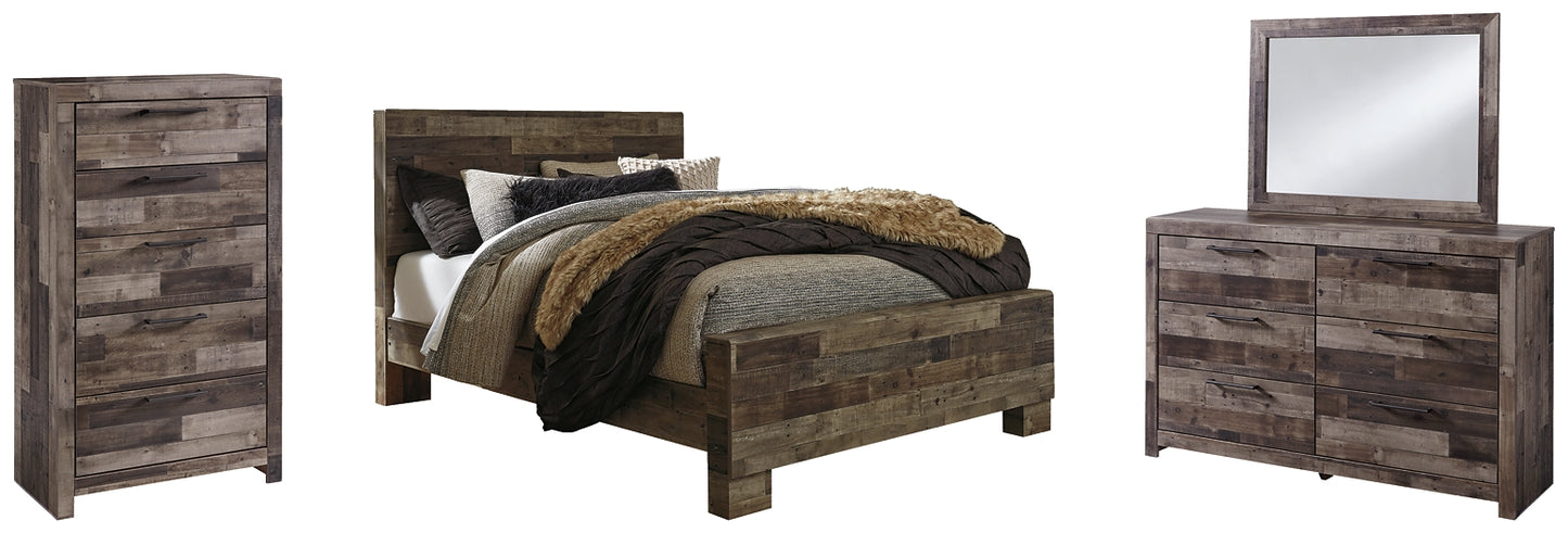 Derekson Queen Panel Bed with Mirrored Dresser and Chest Milwaukee Furniture of Chicago - Furniture Store in Chicago Serving Humbolt Park, Roscoe Village, Avondale, & Homan Square