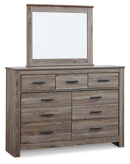 Zelen Queen/Full Panel Headboard with Mirrored Dresser, Chest and 2 Nightstands Milwaukee Furniture of Chicago - Furniture Store in Chicago Serving Humbolt Park, Roscoe Village, Avondale, & Homan Square