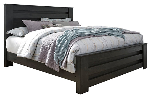 Brinxton King Panel Bed with Mirrored Dresser, Chest and Nightstand Milwaukee Furniture of Chicago - Furniture Store in Chicago Serving Humbolt Park, Roscoe Village, Avondale, & Homan Square