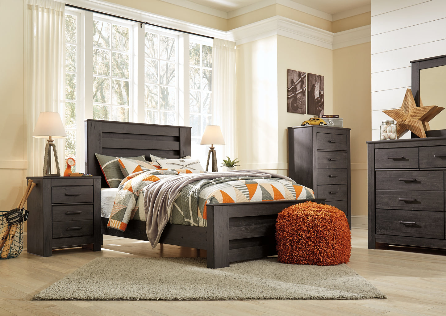 Brinxton Full Panel Bed with Mirrored Dresser and Chest Milwaukee Furniture of Chicago - Furniture Store in Chicago Serving Humbolt Park, Roscoe Village, Avondale, & Homan Square