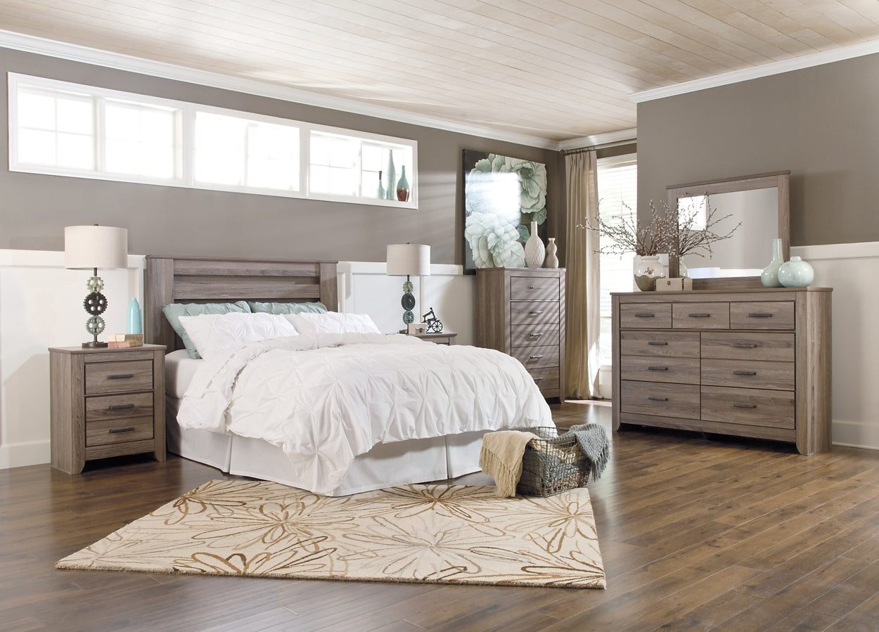 Zelen Queen/Full Panel Headboard with Mirrored Dresser, Chest and 2 Nightstands Milwaukee Furniture of Chicago - Furniture Store in Chicago Serving Humbolt Park, Roscoe Village, Avondale, & Homan Square