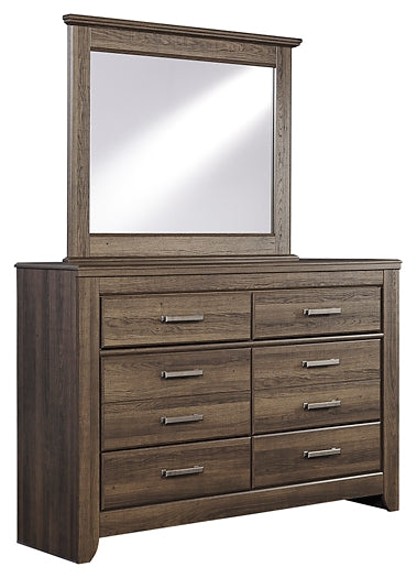 Juararo King Panel Bed with Mirrored Dresser, Chest and Nightstand Milwaukee Furniture of Chicago - Furniture Store in Chicago Serving Humbolt Park, Roscoe Village, Avondale, & Homan Square