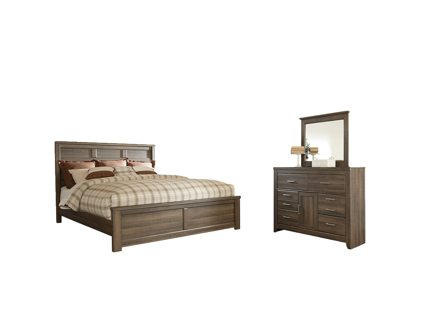 Juararo Queen Panel Bed with Mirrored Dresser Milwaukee Furniture of Chicago - Furniture Store in Chicago Serving Humbolt Park, Roscoe Village, Avondale, & Homan Square