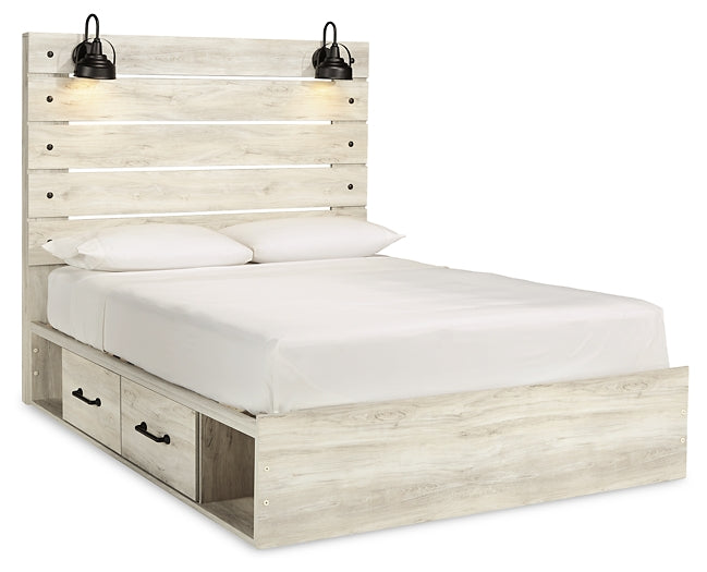 Cambeck Queen Panel Bed with 4 Storage Drawers with Mirrored Dresser, Chest and 2 Nightstands Milwaukee Furniture of Chicago - Furniture Store in Chicago Serving Humbolt Park, Roscoe Village, Avondale, & Homan Square